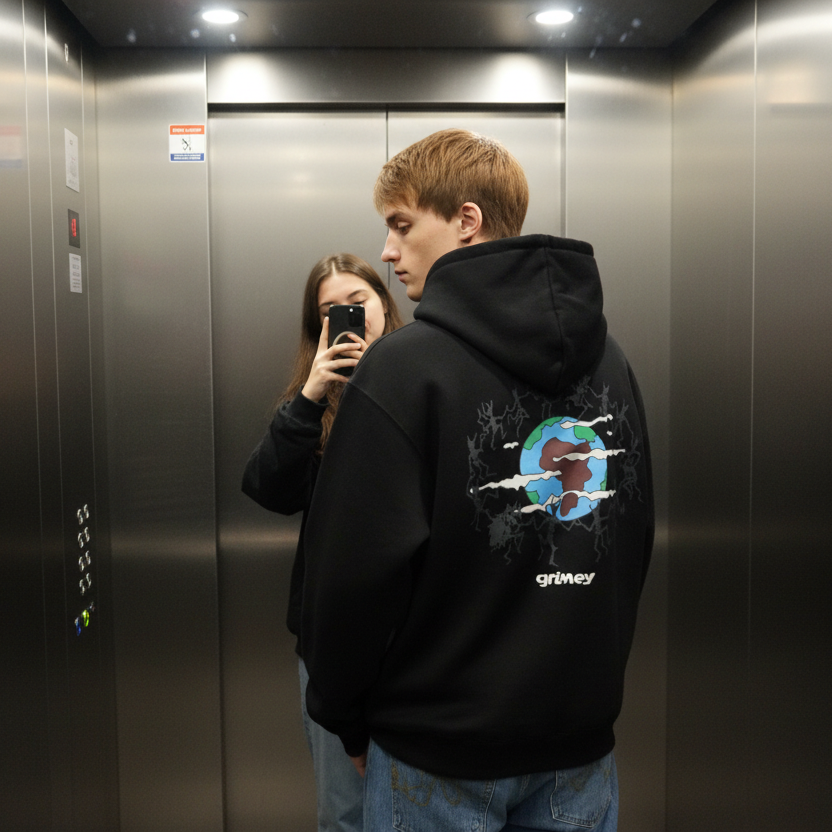 GRIMEY SUDADERA CON CAPUCHA THE PLANET REGULAR FIT NEGRA