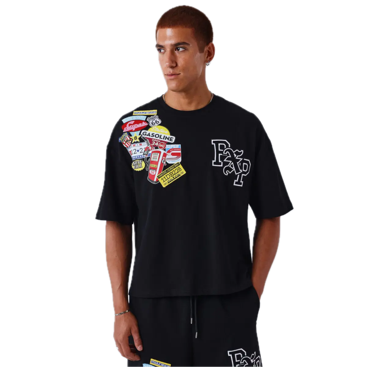 PROJECT X PARIS CAMISETA BOXY OVERSIZED PARCHES NEGRA