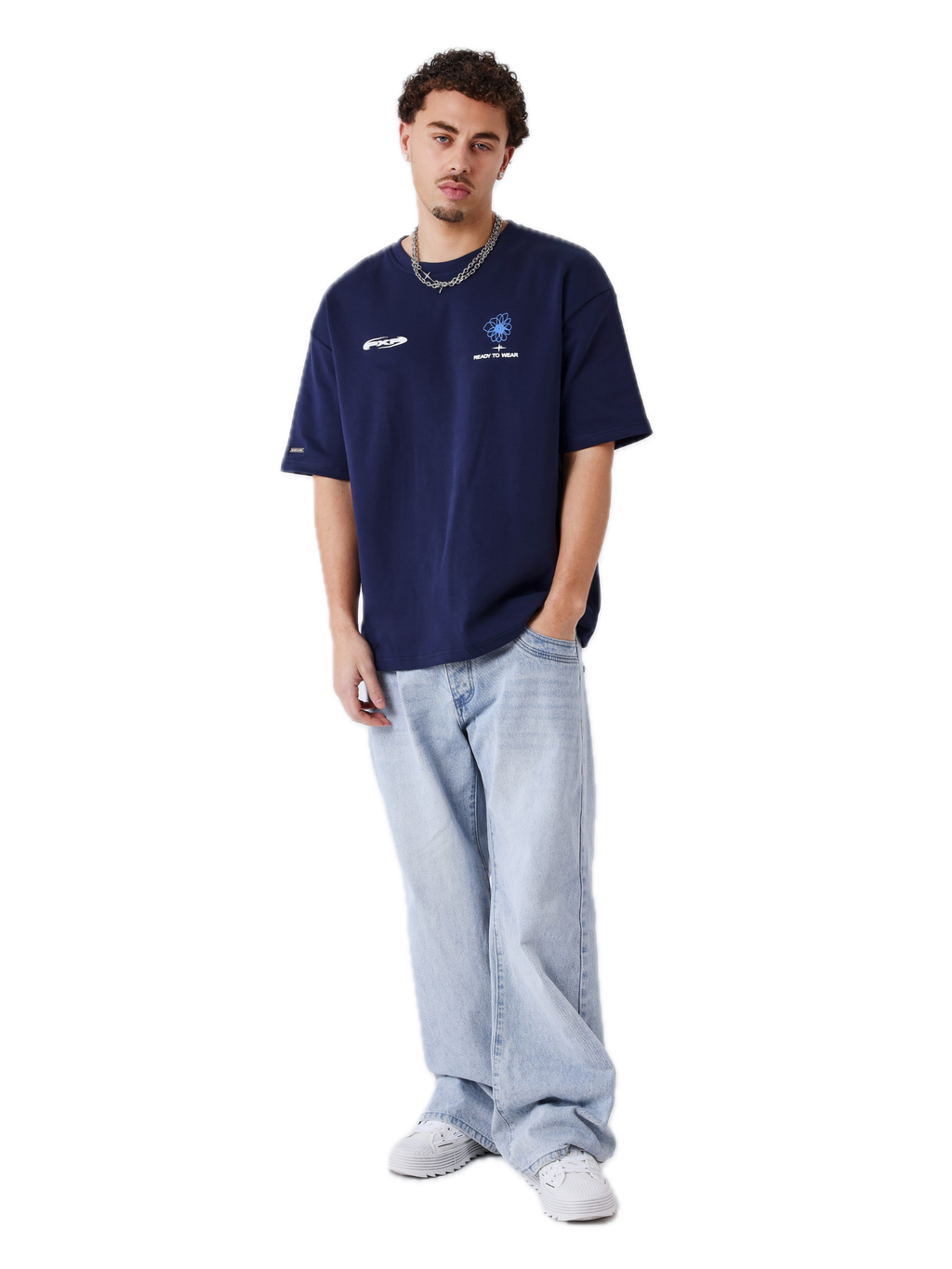 PROJECT X PARIS CAMISETA OVERSIZED FLOR ESPALDA AZUL MARINO