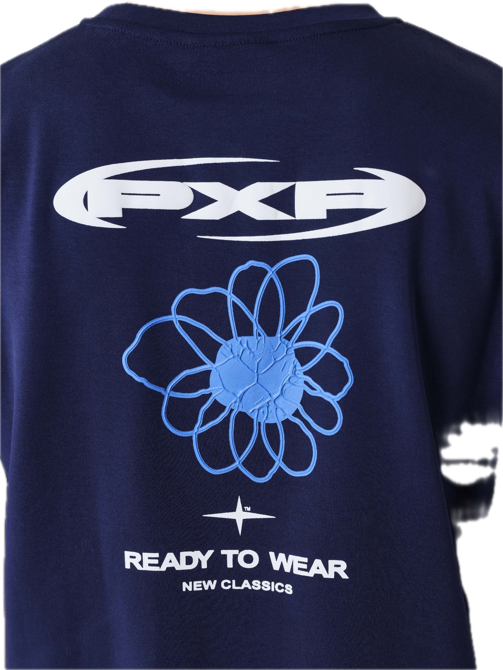PROJECT X PARIS CAMISETA OVERSIZED FLOR ESPALDA AZUL MARINO