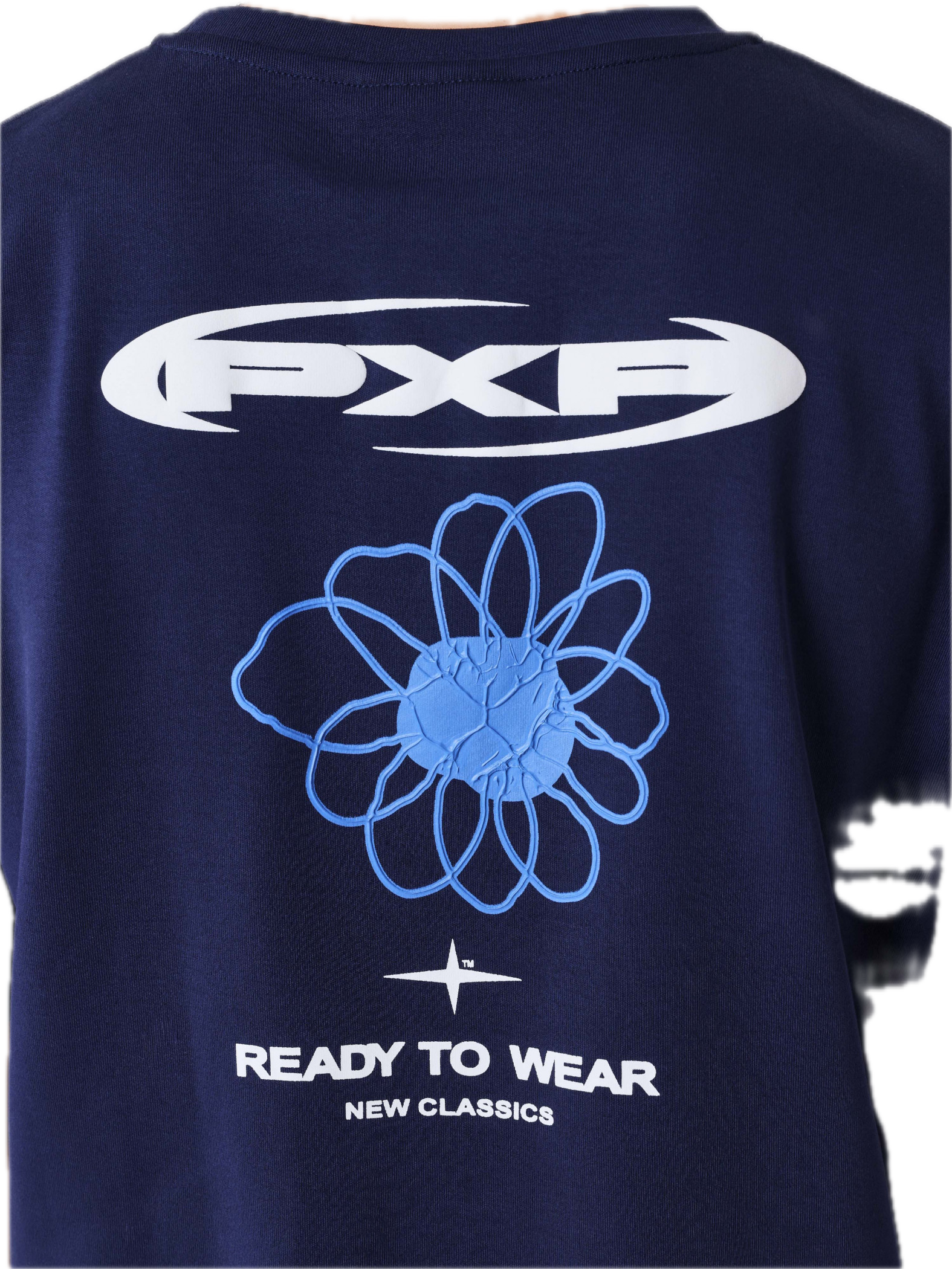 PROJECT X PARIS CAMISETA OVERSIZED FLOR ESPALDA AZUL MARINO
