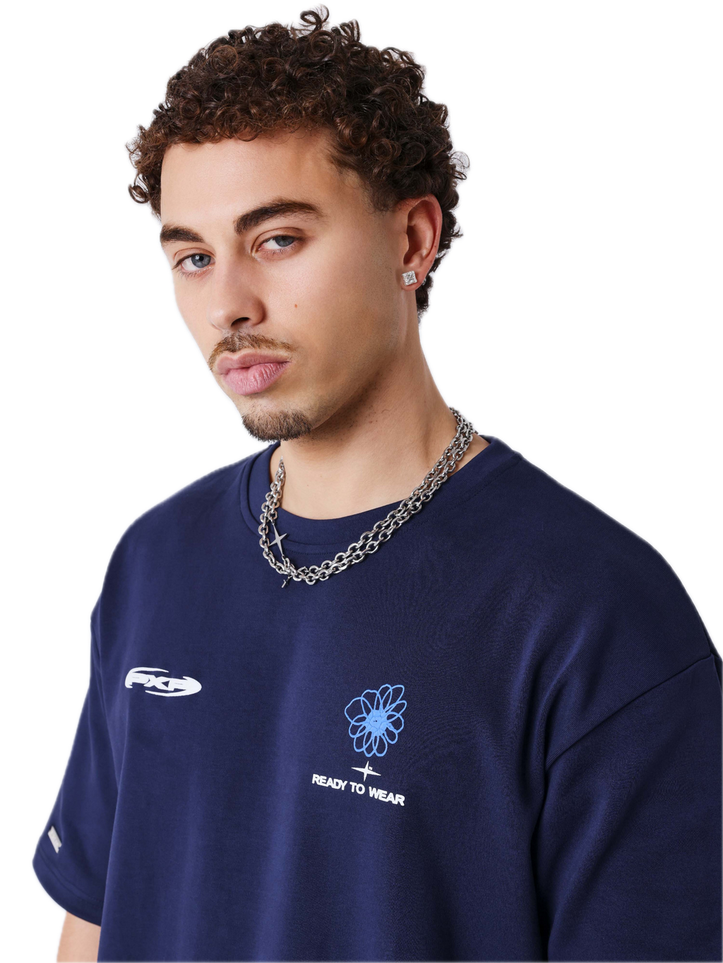 PROJECT X PARIS CAMISETA OVERSIZED FLOR ESPALDA AZUL MARINO