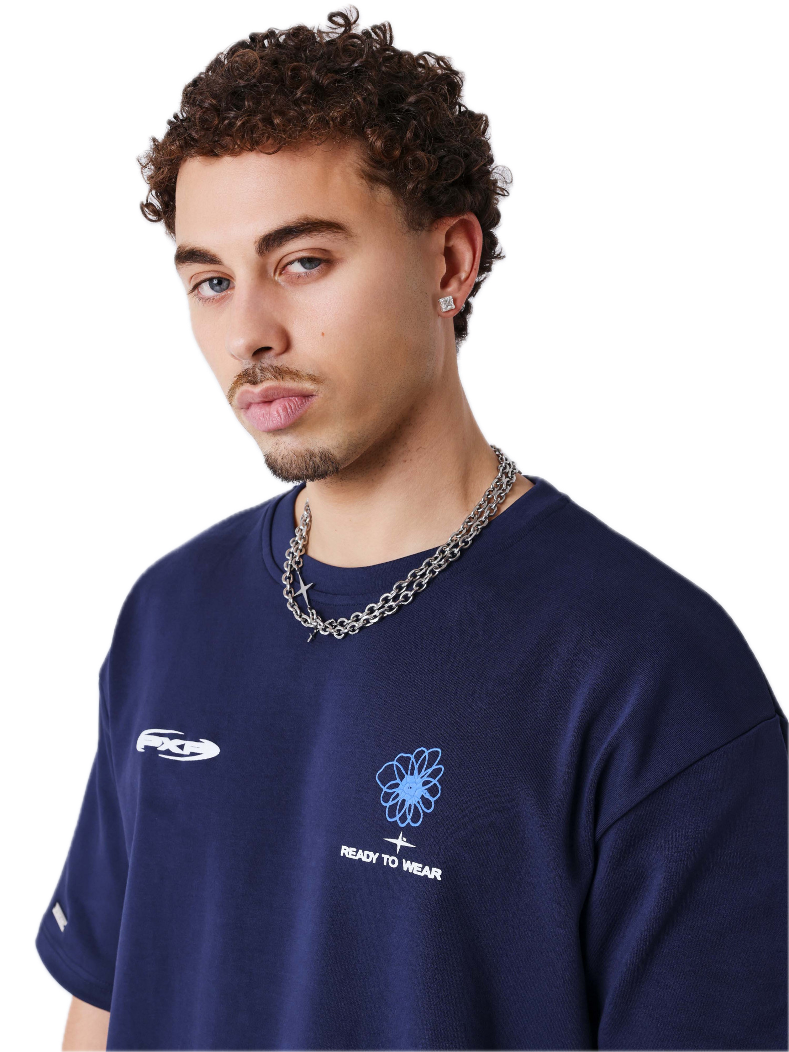 PROJECT X PARIS CAMISETA OVERSIZED FLOR ESPALDA AZUL MARINO