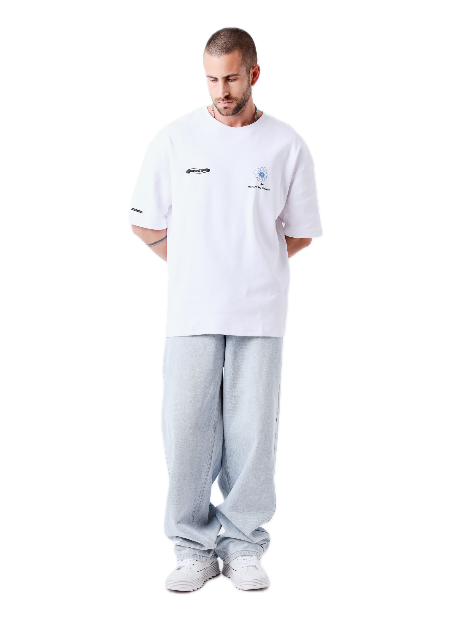 PROJECT X PARIS CAMISETA OVERSIZED FLOR ESPALDA BLANCA
