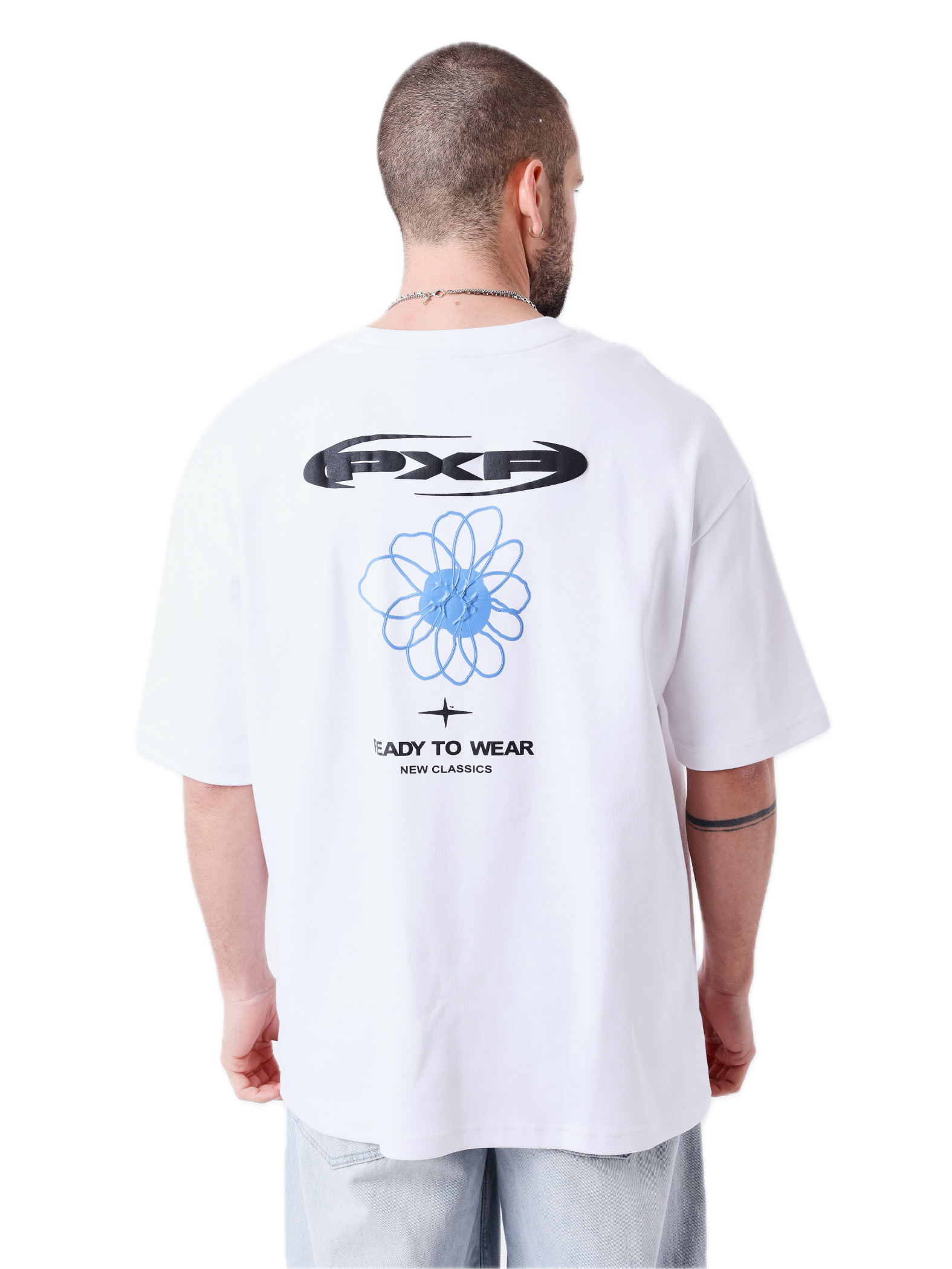 PROJECT X PARIS CAMISETA OVERSIZED FLOR ESPALDA BLANCA