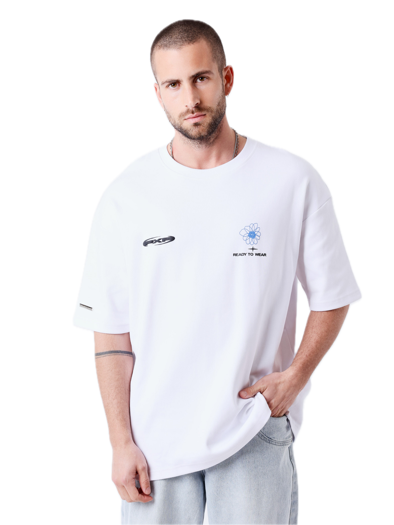 PROJECT X PARIS CAMISETA OVERSIZED FLOR ESPALDA BLANCA