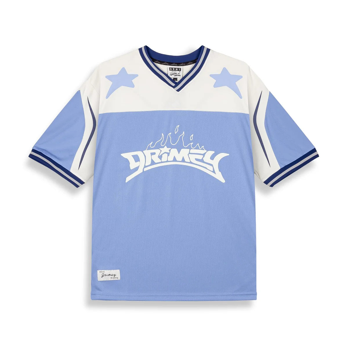 GRIMEY INFAMOUS DEEPER CAMISETA OVERSIZE CUELLO PICO AZUL CLARO