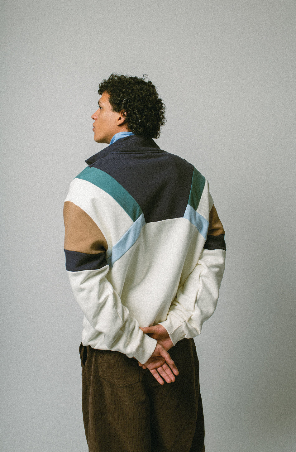 KAOTIKO SUDADERA QUARTER ZIP CREW ALECK IVORY/NAVY