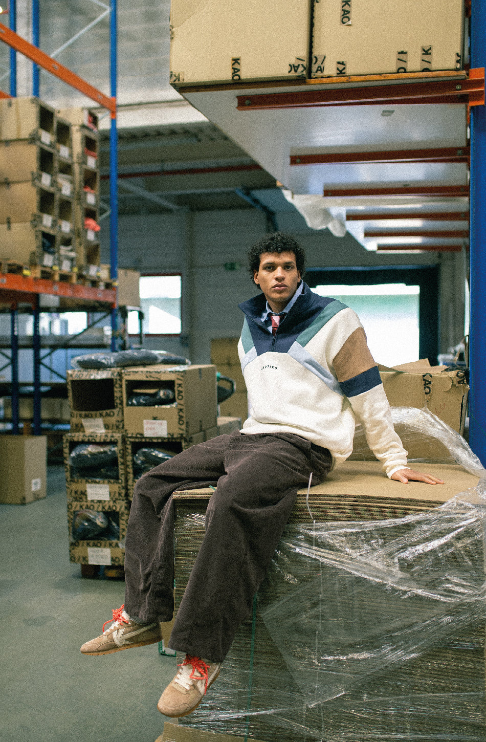 KAOTIKO SUDADERA QUARTER ZIP CREW ALECK IVORY/NAVY