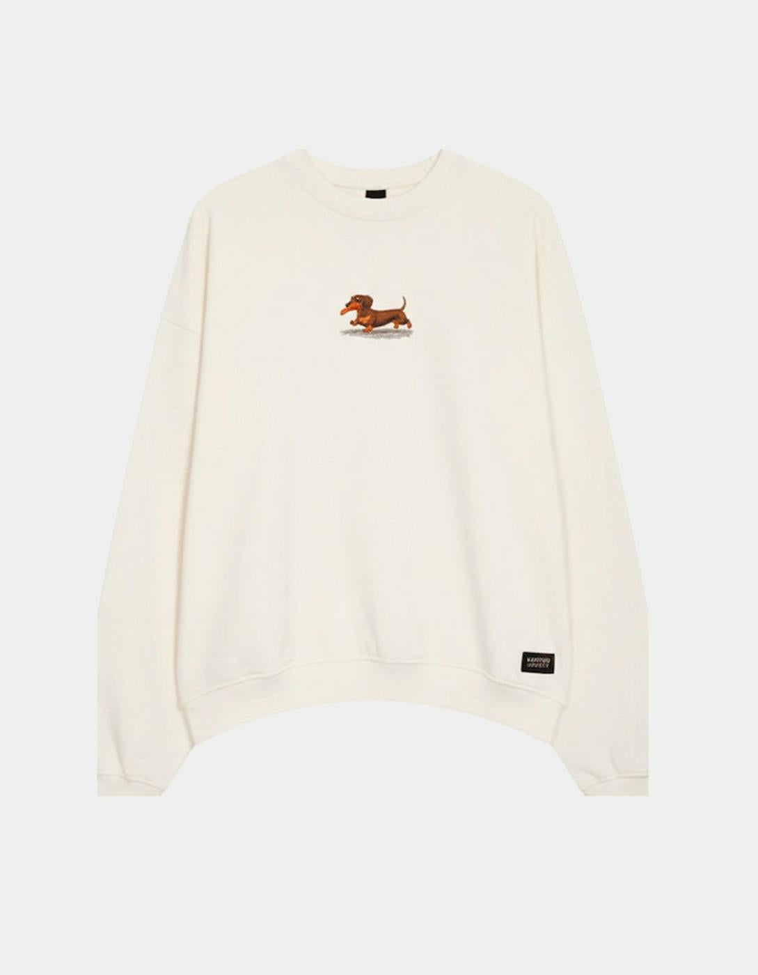 KAOTIKO SUDADERA SIN CAPUCHA CREW WASHED DACHSHUND IVORY
