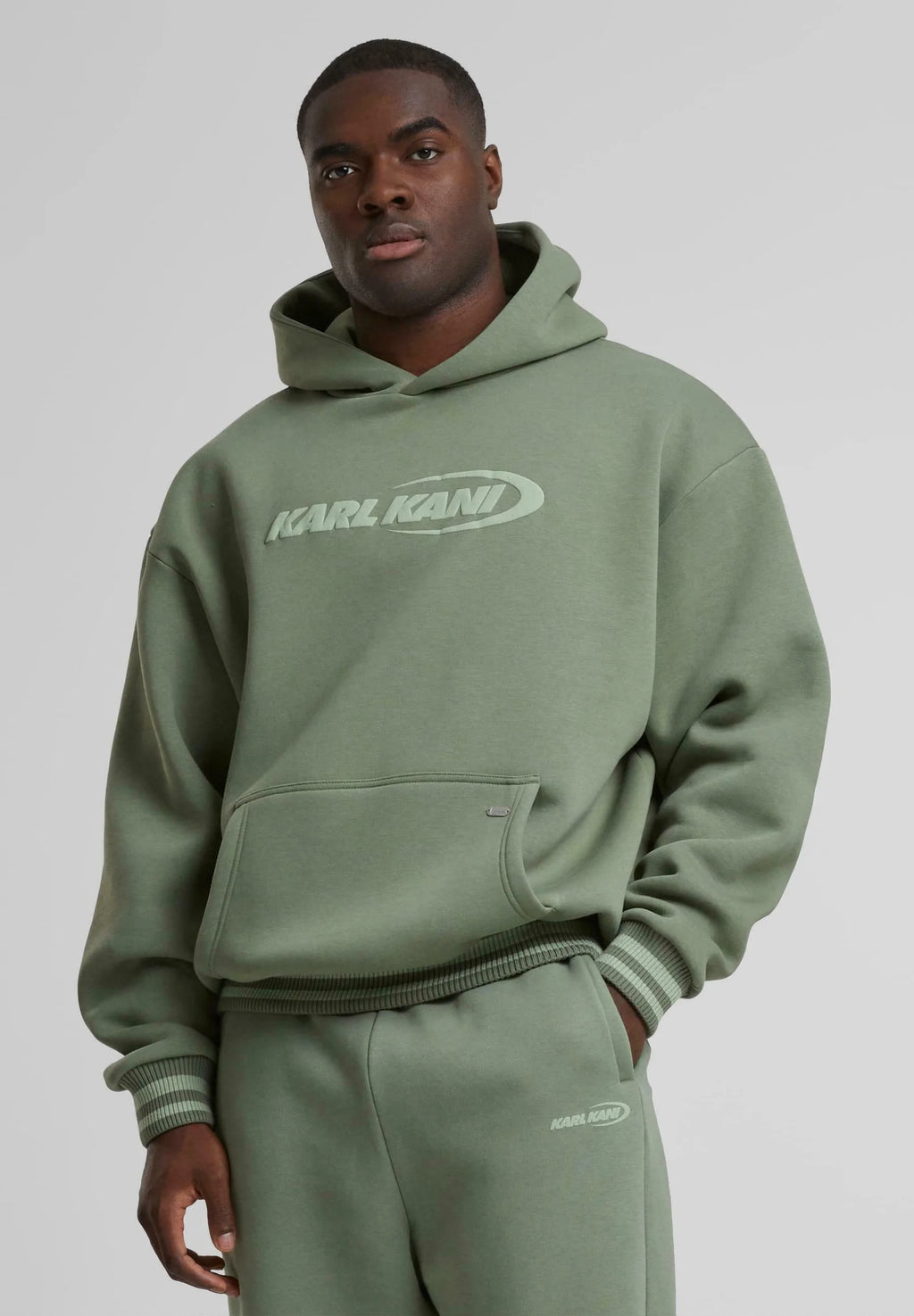 KARL KANI ELLIPSE HOODIE SUDADERA CAPUCHA OVERSIZE FIT OLIVA
