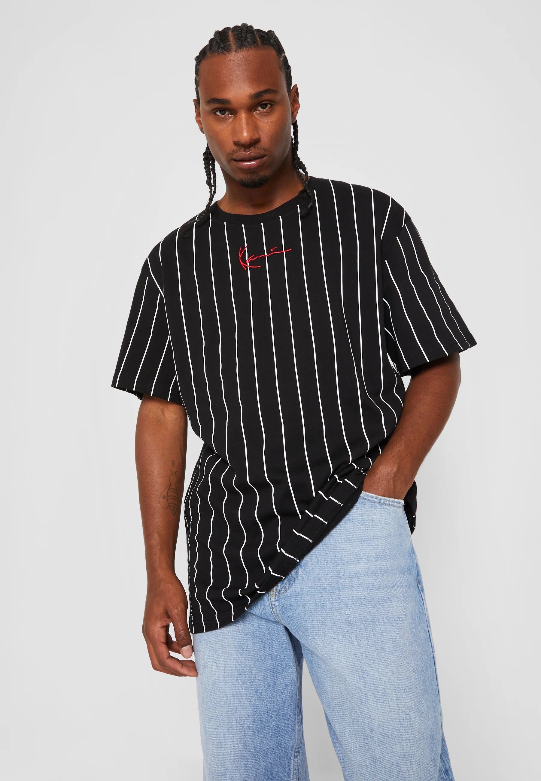 KARL KANI CAMISETA RAYAS SIGNATURE NEGRA