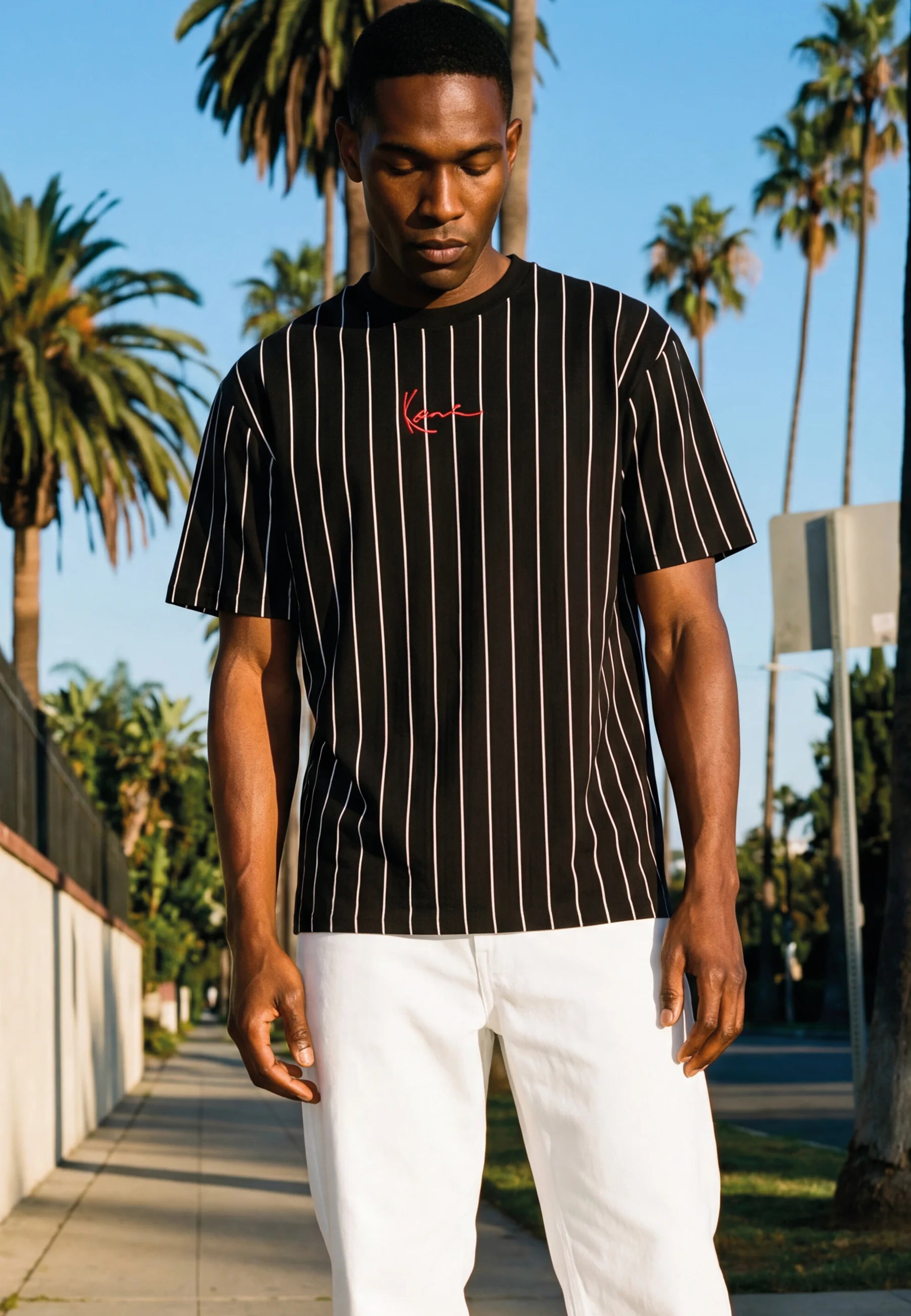 KARL KANI CAMISETA RAYAS SIGNATURE NEGRA
