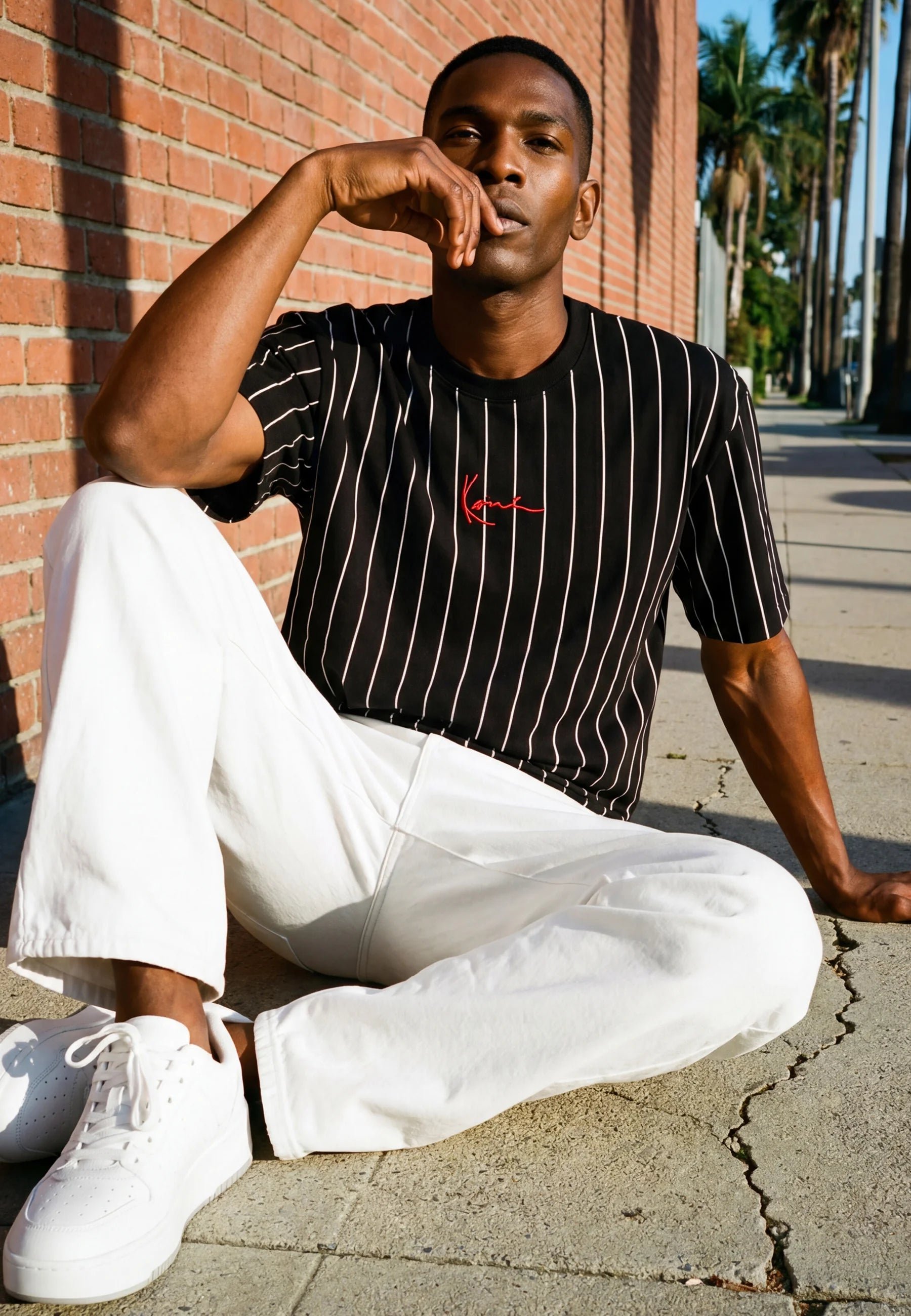 KARL KANI CAMISETA RAYAS SIGNATURE NEGRA
