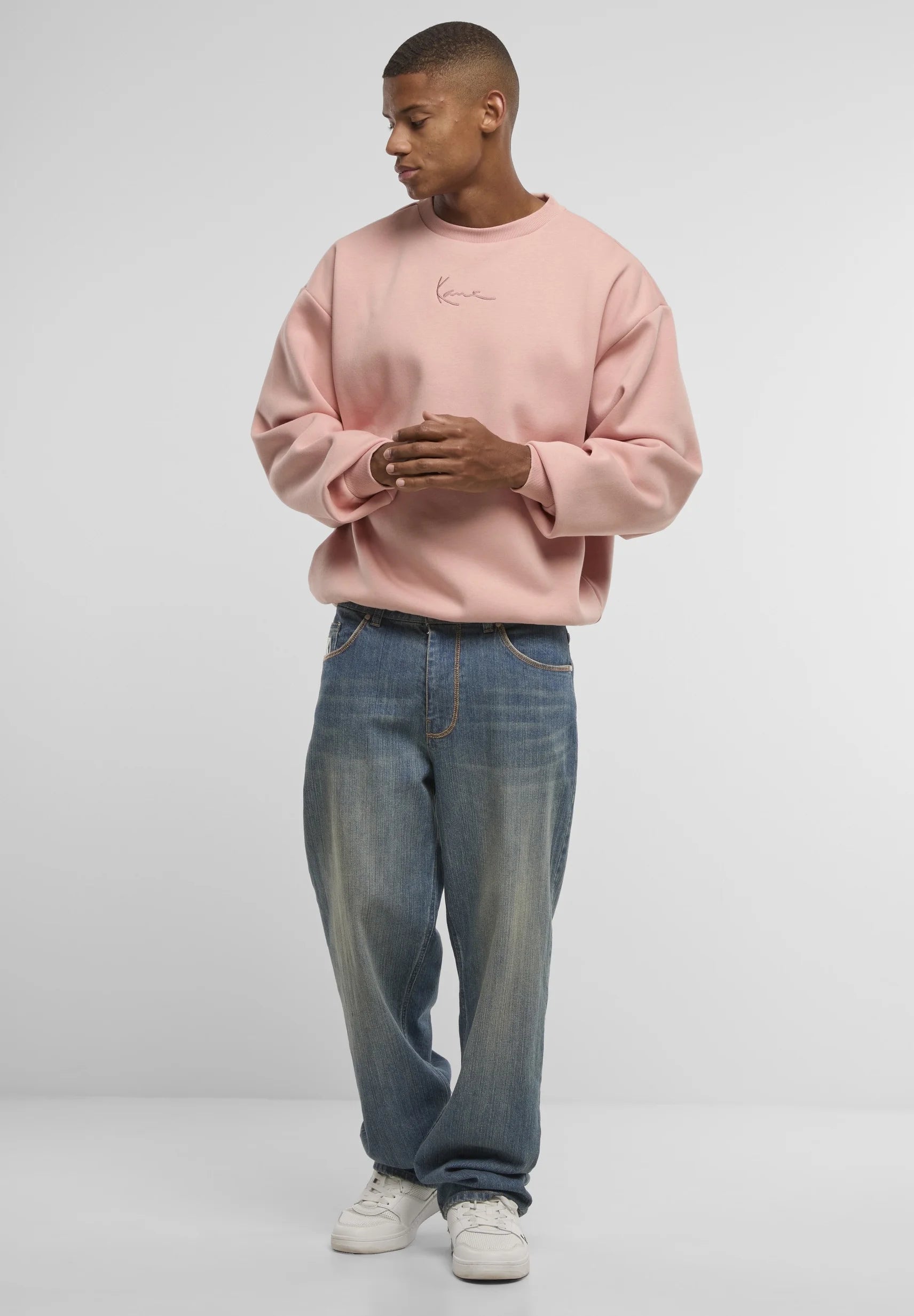 KARL KANI SUDADERA OVERSIZED SIN CAPUCHA SIGNATURE ESSENTIAL ROSA