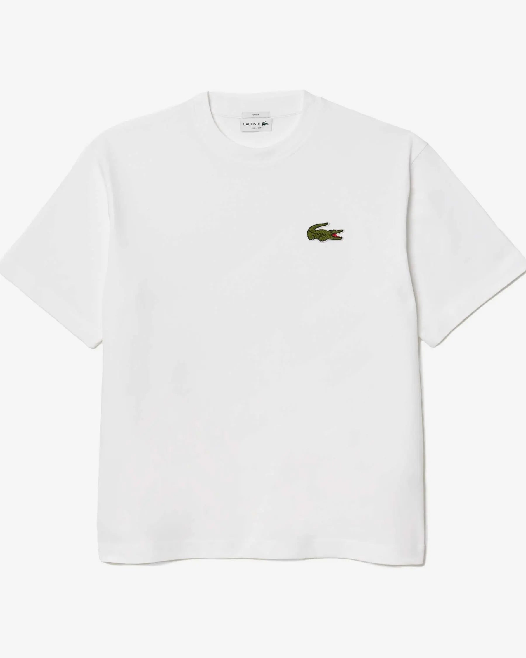 LACOSTE ALGODÓN GRUESO INSIGNIA CAMISETA OVERSIZE FIT BLANCA