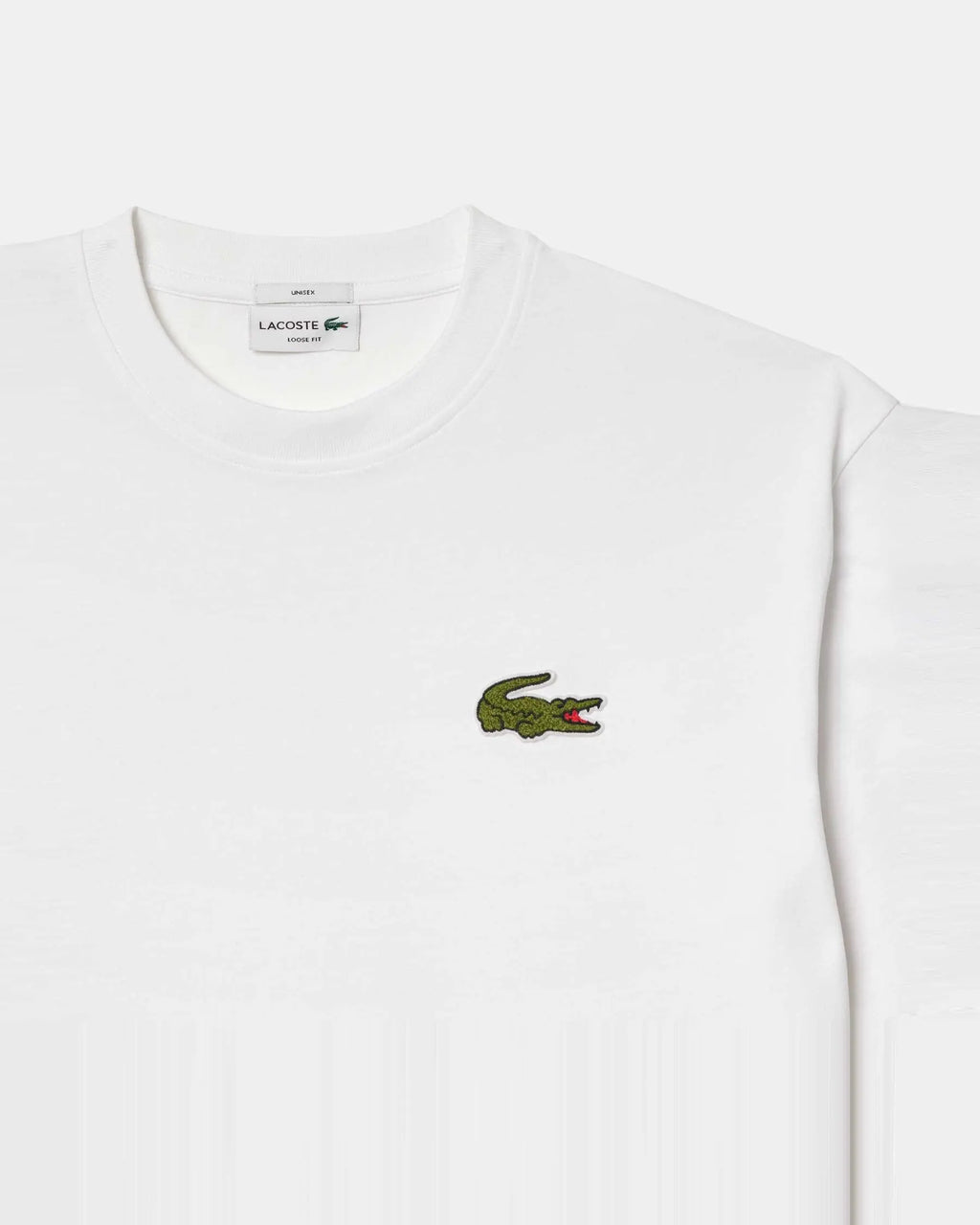 LACOSTE ALGODÓN GRUESO INSIGNIA CAMISETA OVERSIZE FIT BLANCA
