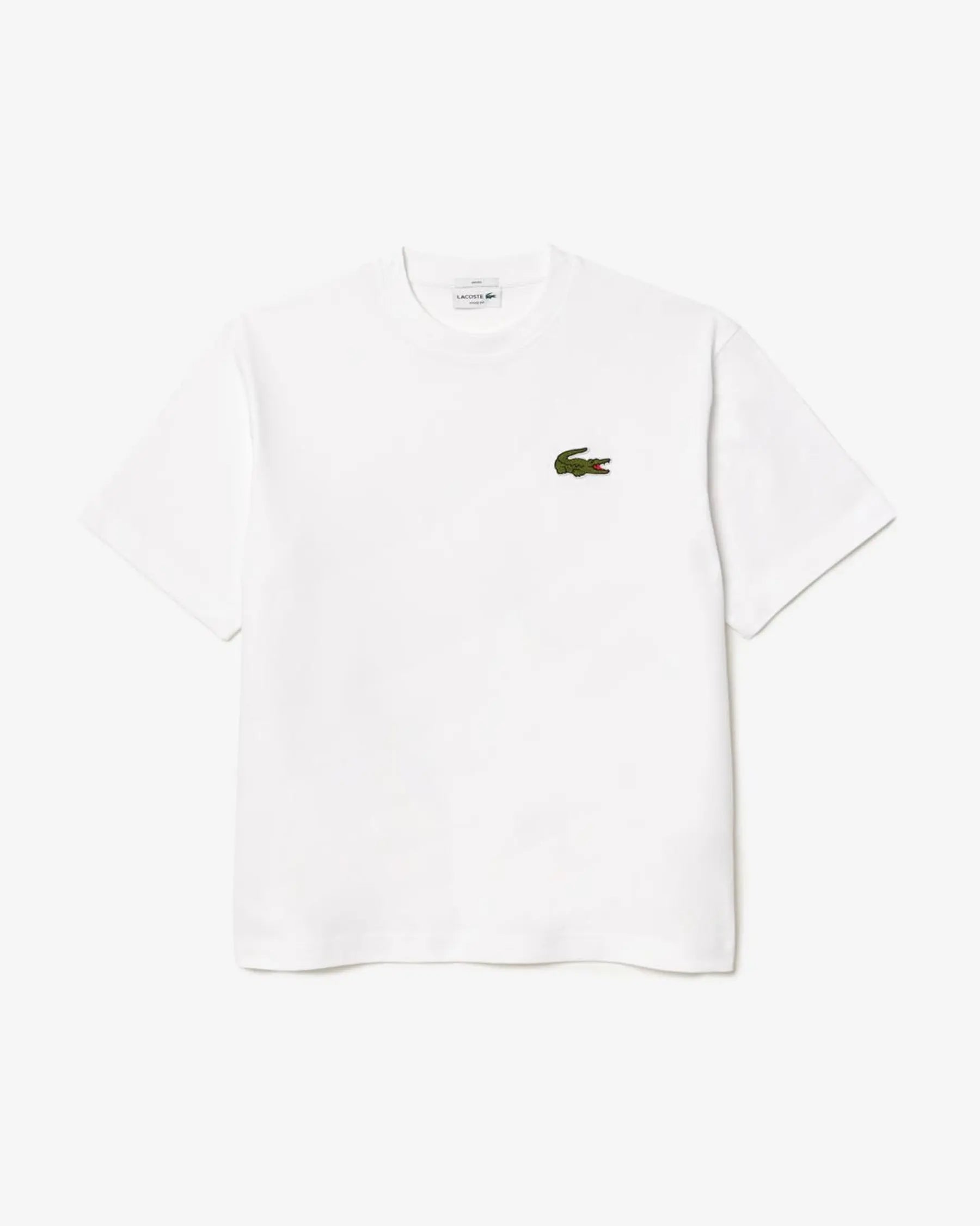 LACOSTE ALGODÓN GRUESO INSIGNIA CAMISETA OVERSIZE FIT BLANCA