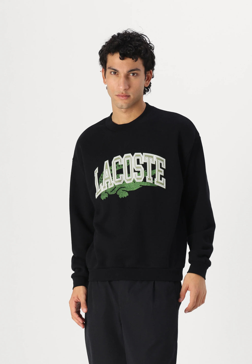 LACOSTE FELPA HOLGADA SUDADERA OVERSIZE FIT NEGRA