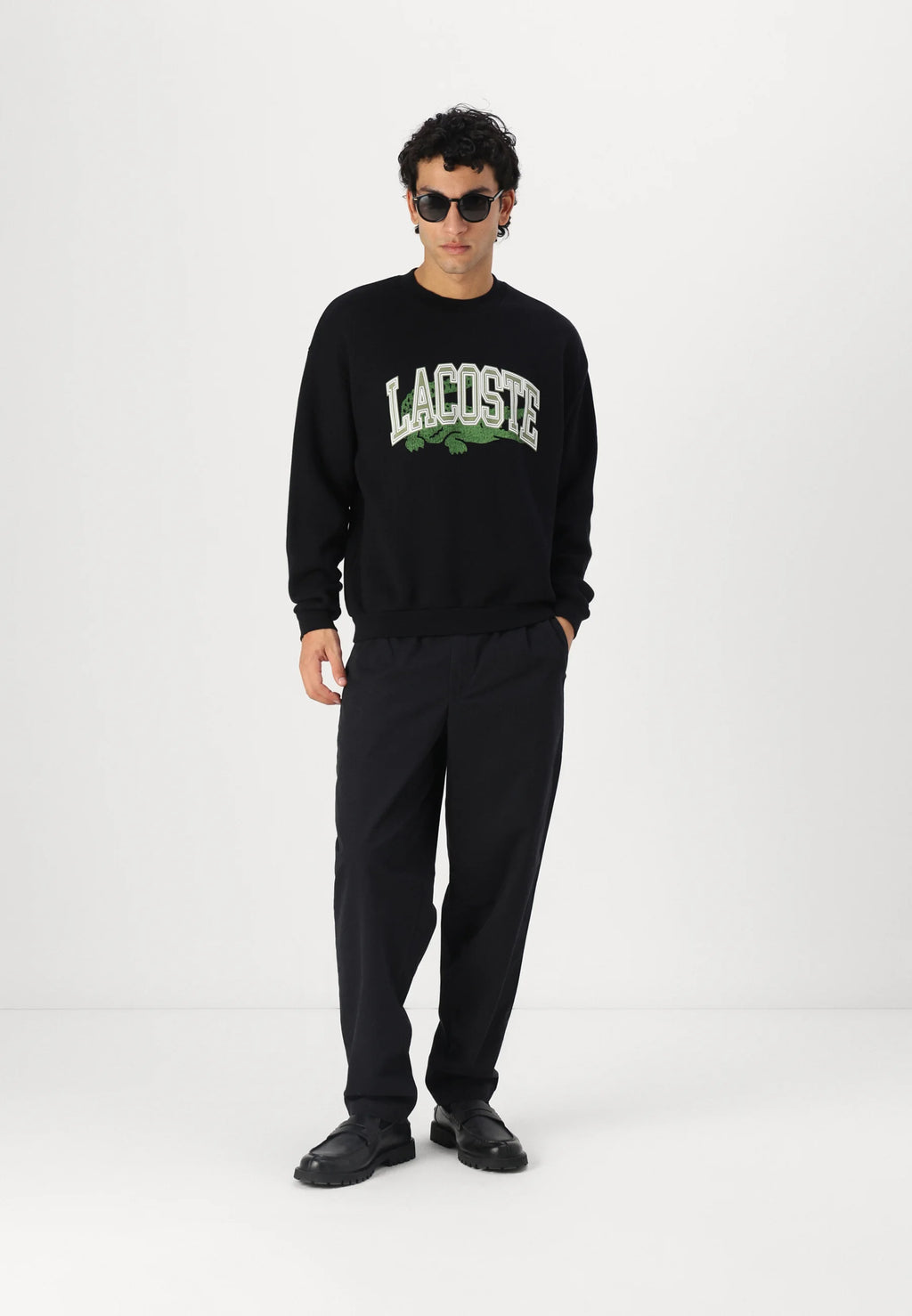 LACOSTE FELPA HOLGADA SUDADERA OVERSIZE FIT NEGRA