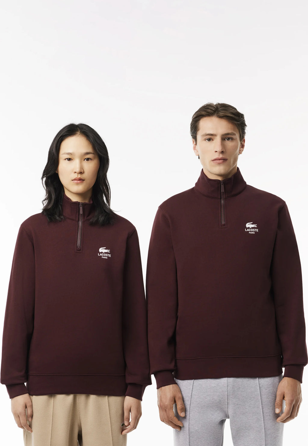 LACOSTE PARIS SUDADERA MEDIA CREAMALLERA  REGULAR FIT BURDEOS