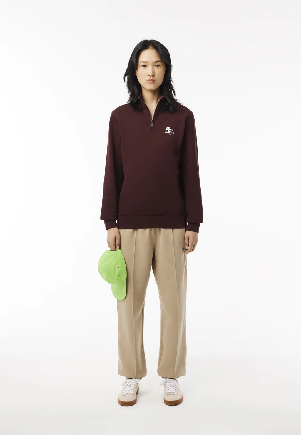 LACOSTE PARIS SUDADERA MEDIA CREAMALLERA  REGULAR FIT BURDEOS
