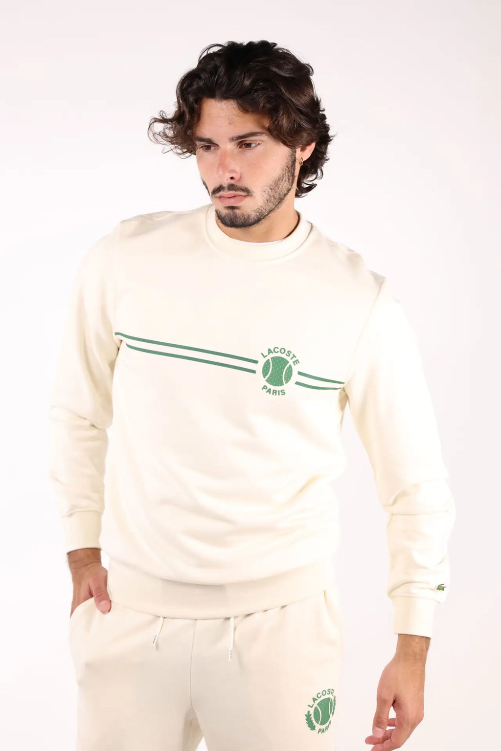 LACOSTE TENIS SUDADERA REGULAR FIT BEIGE