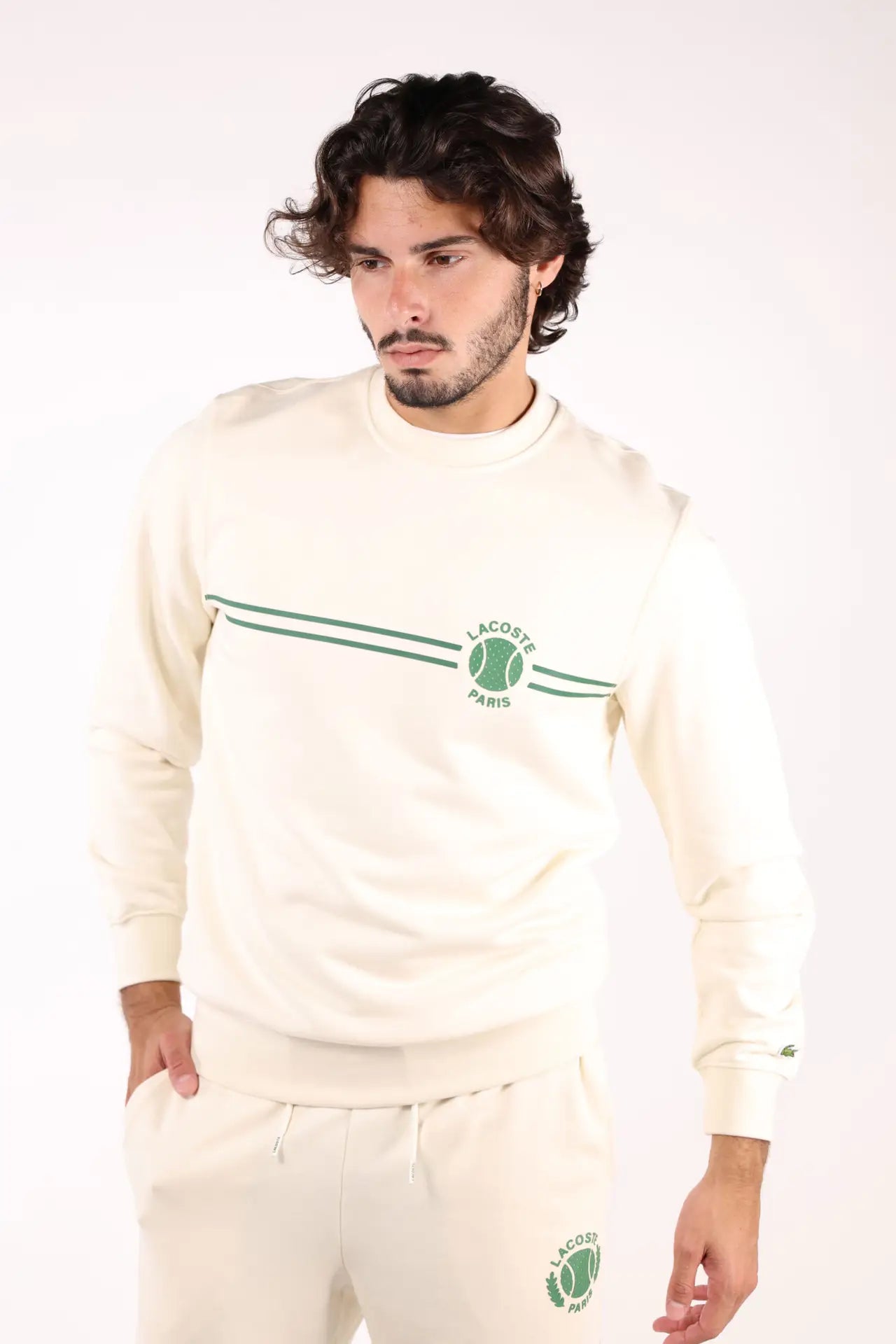 LACOSTE TENIS SUDADERA REGULAR FIT BEIGE