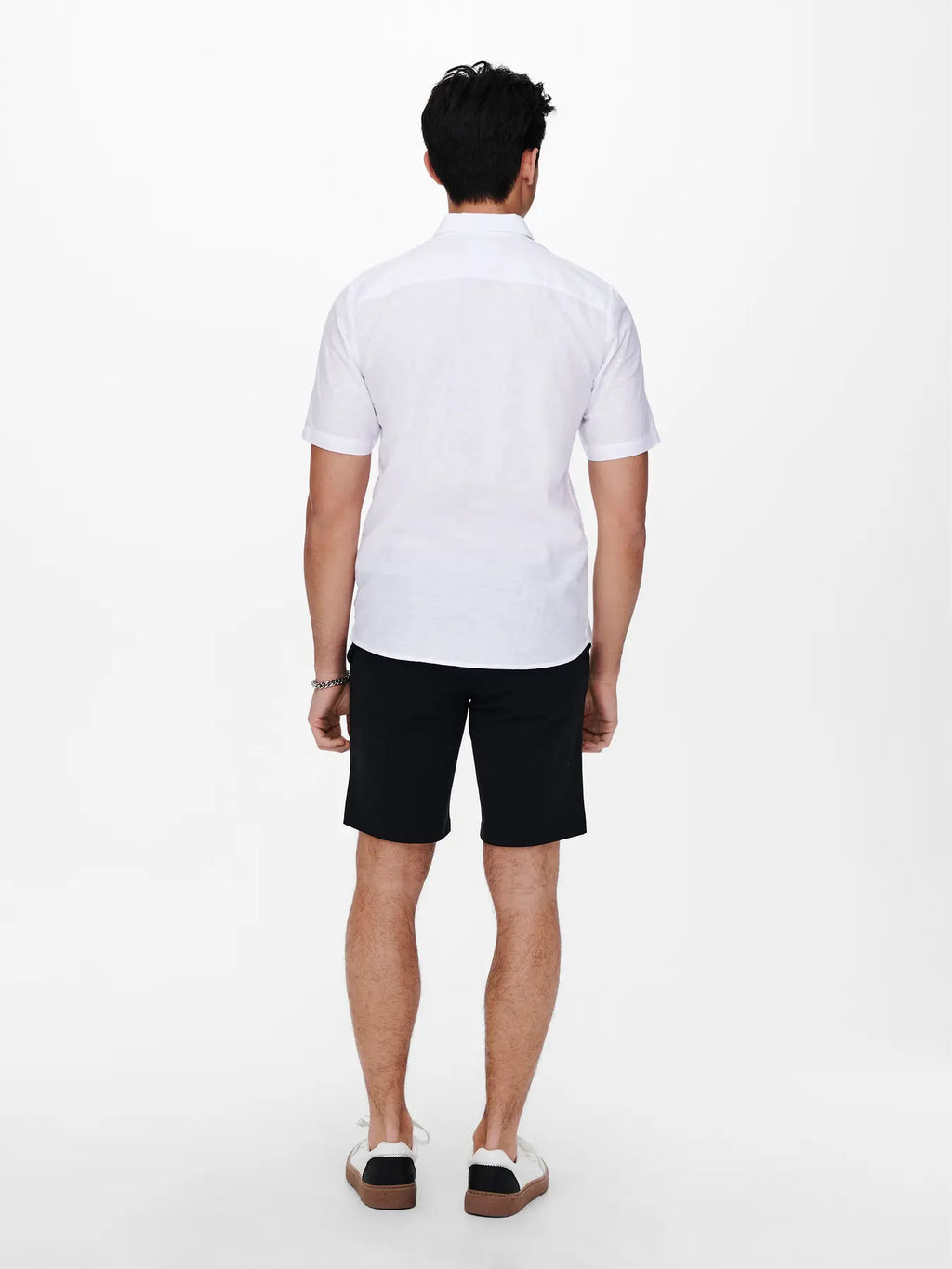 ONLY CAMISA LINO ONSCAIDEN MANGA CORTA BLANCA