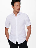 ONLY CAMISA LINO ONSCAIDEN MANGA CORTA BLANCA