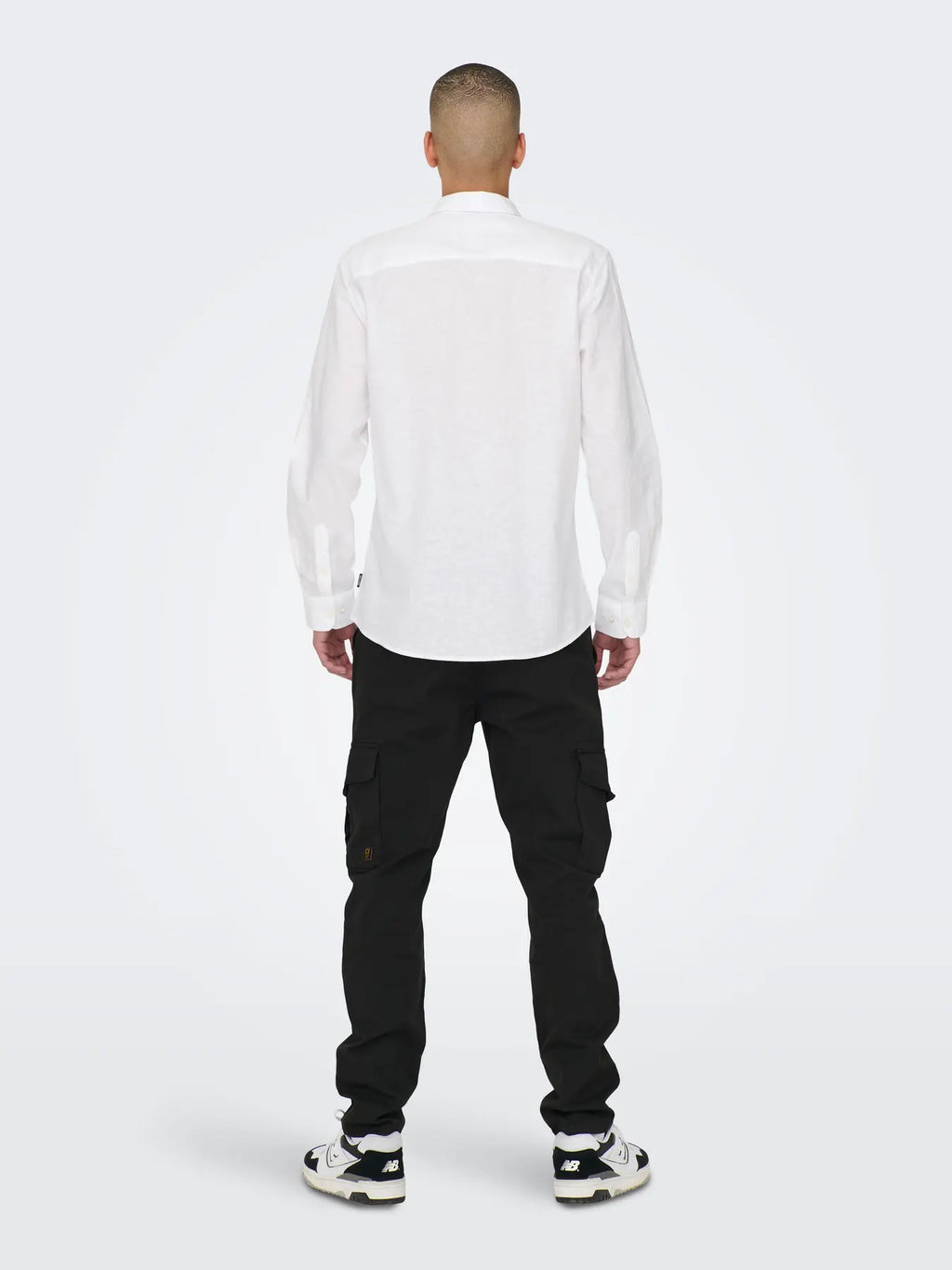 ONLY CAMISA LINO ONSCADEN MANGA LARGA BLANCA