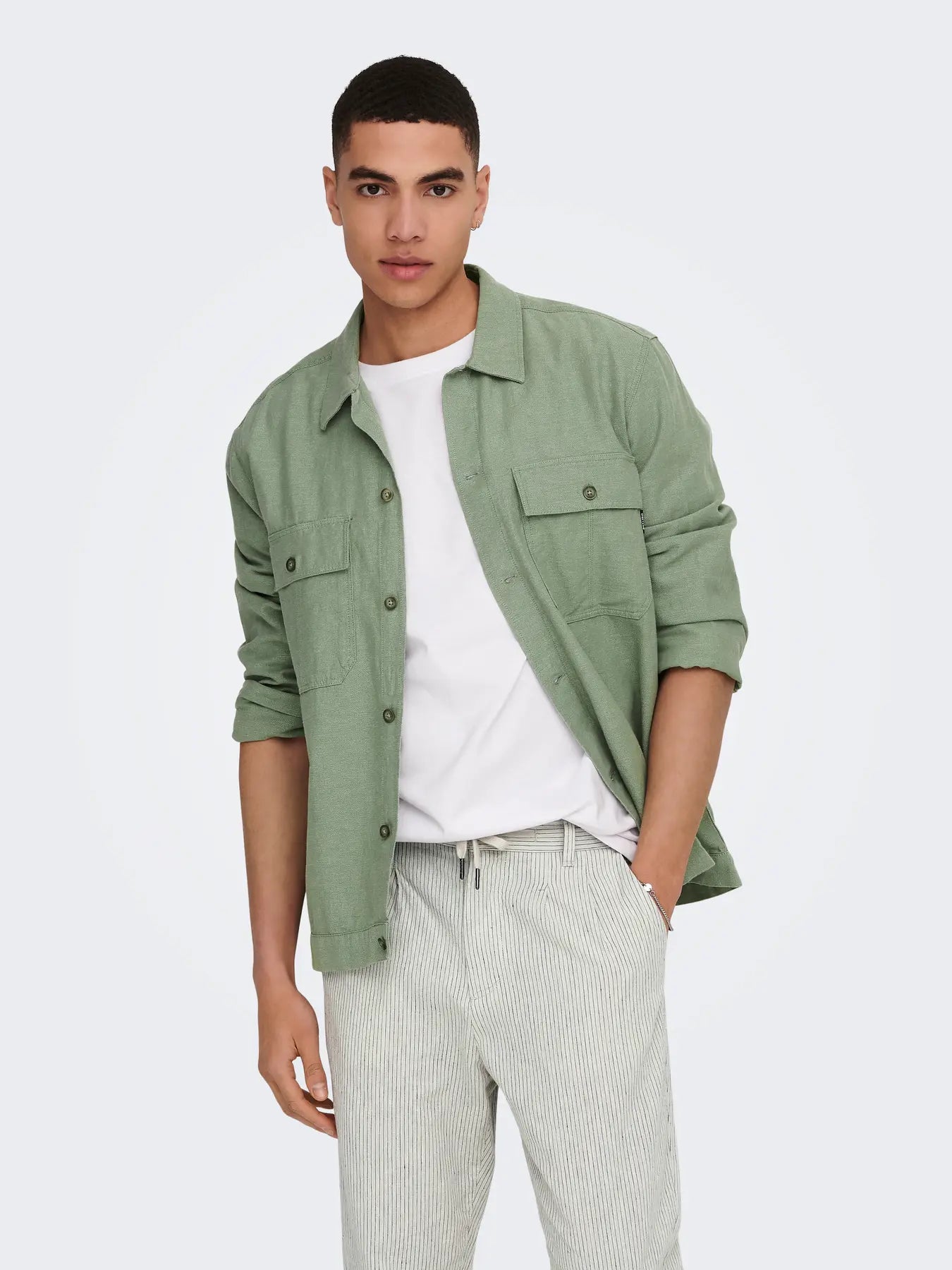 ONLY CHAQUETA OVERSIZED LINO VERDE