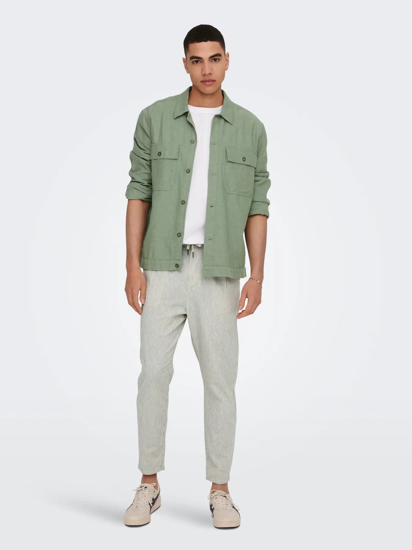 ONLY CHAQUETA OVERSIZED LINO VERDE