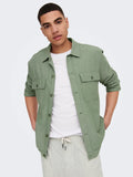 ONLY CHAQUETA OVERSIZED LINO VERDE