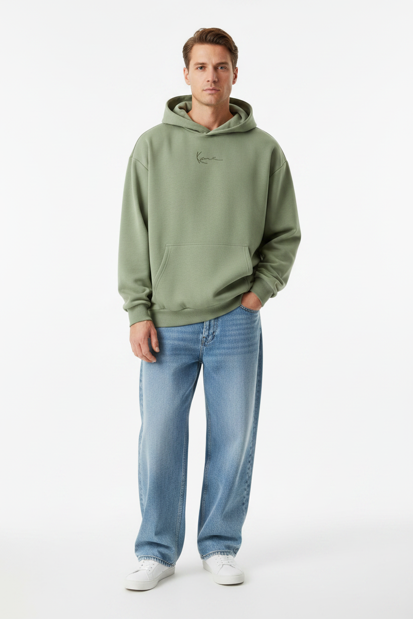 KARL KANI SUDADERA OVERSIZED CON CAPUCHA SIGNATURE VERDE