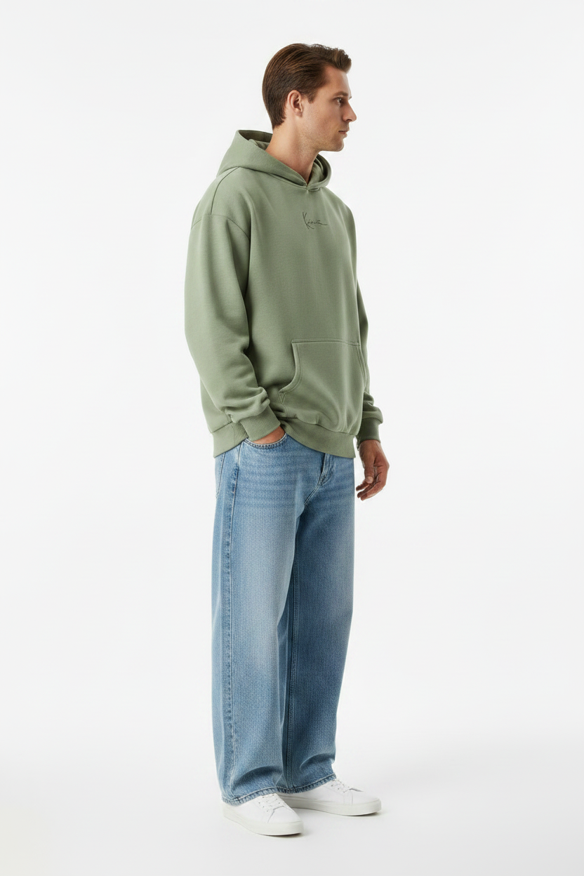 KARL KANI SUDADERA OVERSIZED CON CAPUCHA SIGNATURE VERDE
