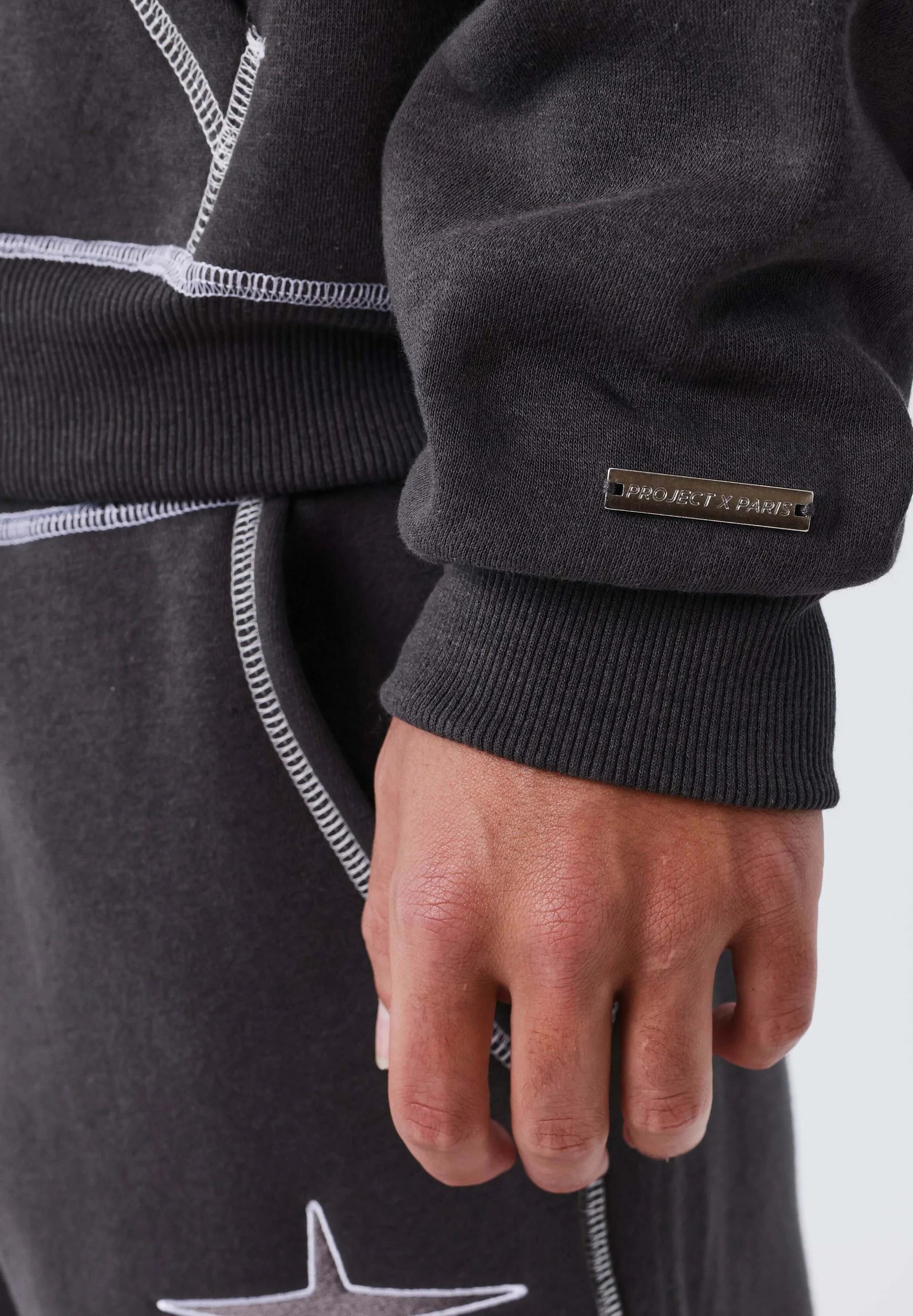 PROJECT PARIS SUDADERA CON CREMALLERA Y CAPUCHA OVERSIZE   GRIS PIZARRA