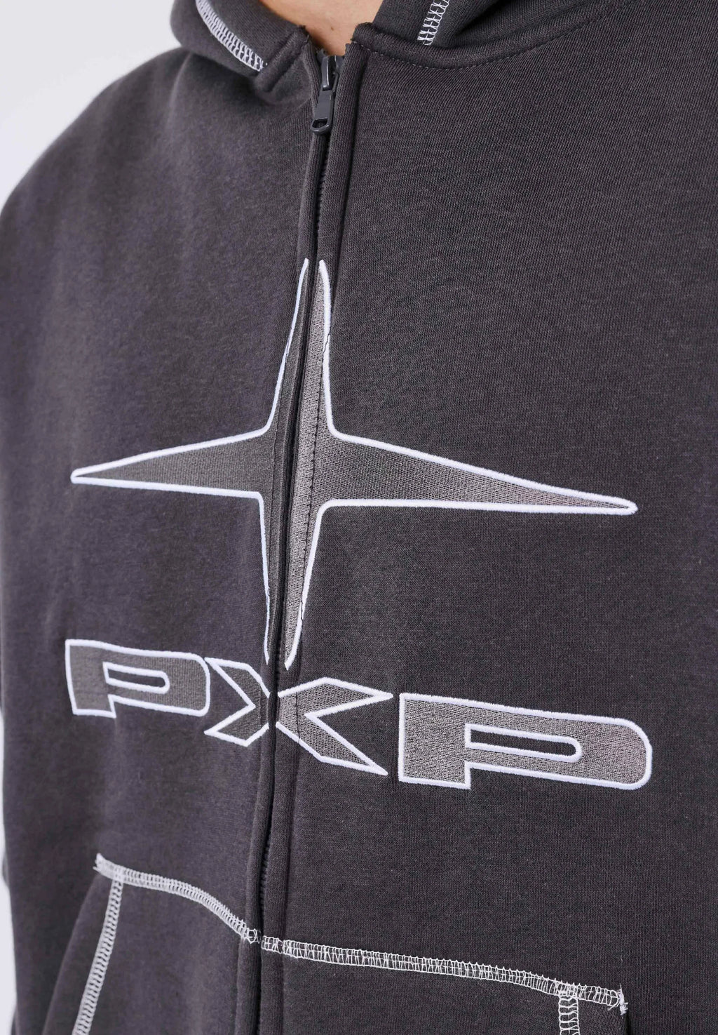 PROJECT PARIS SUDADERA CON CREMALLERA Y CAPUCHA OVERSIZE   GRIS PIZARRA