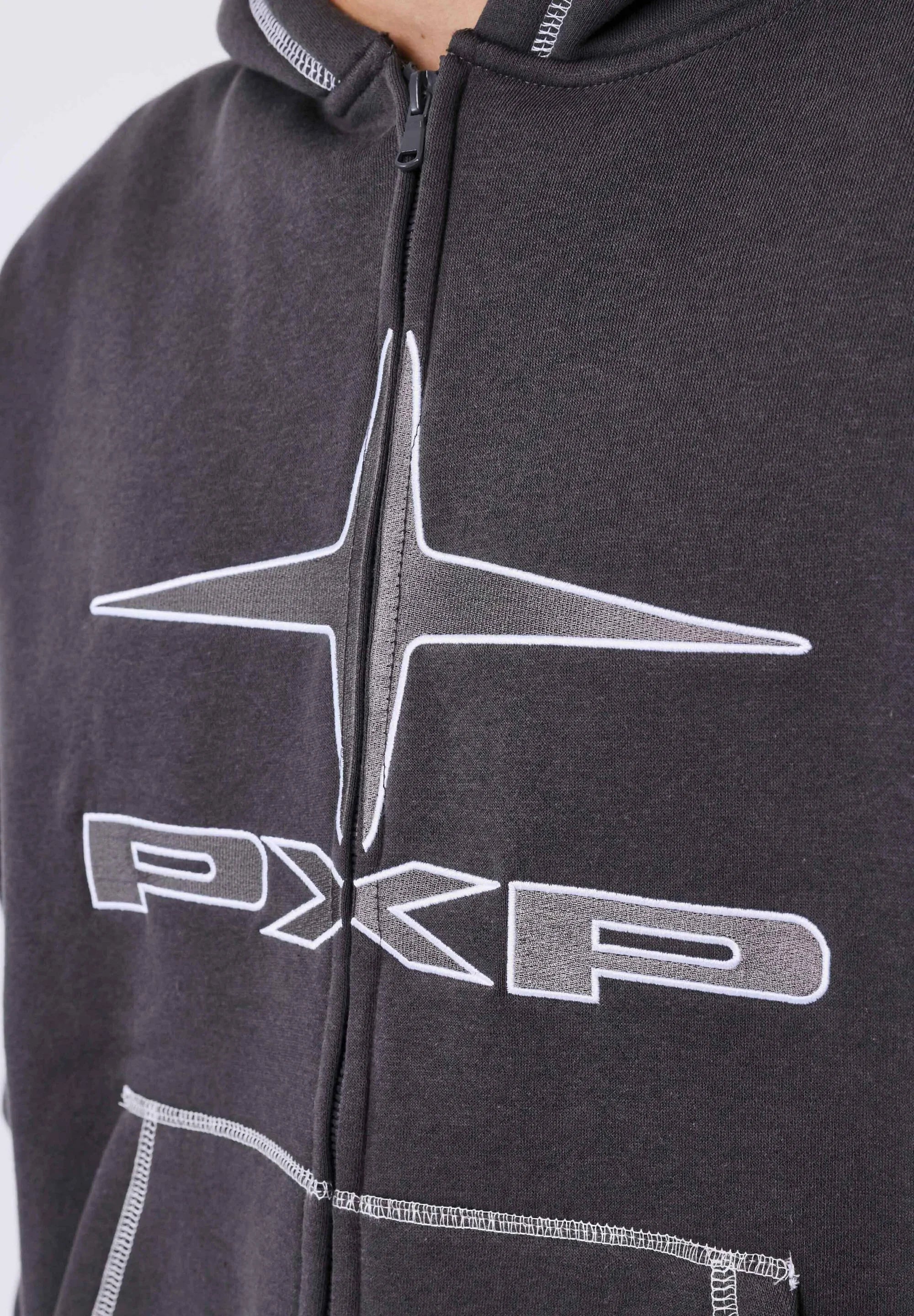 PROJECT PARIS SUDADERA CON CREMALLERA Y CAPUCHA OVERSIZE   GRIS PIZARRA