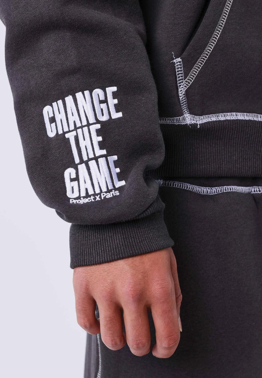 PROJECT PARIS SUDADERA CON CREMALLERA Y CAPUCHA OVERSIZE   GRIS PIZARRA