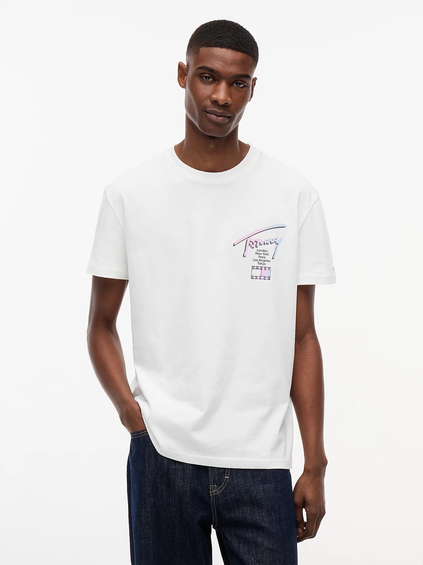 TOMMY JEANS CAMISETA LOGO 90´S MULTICOLOR REGULAR FIT BLANCO ROTO