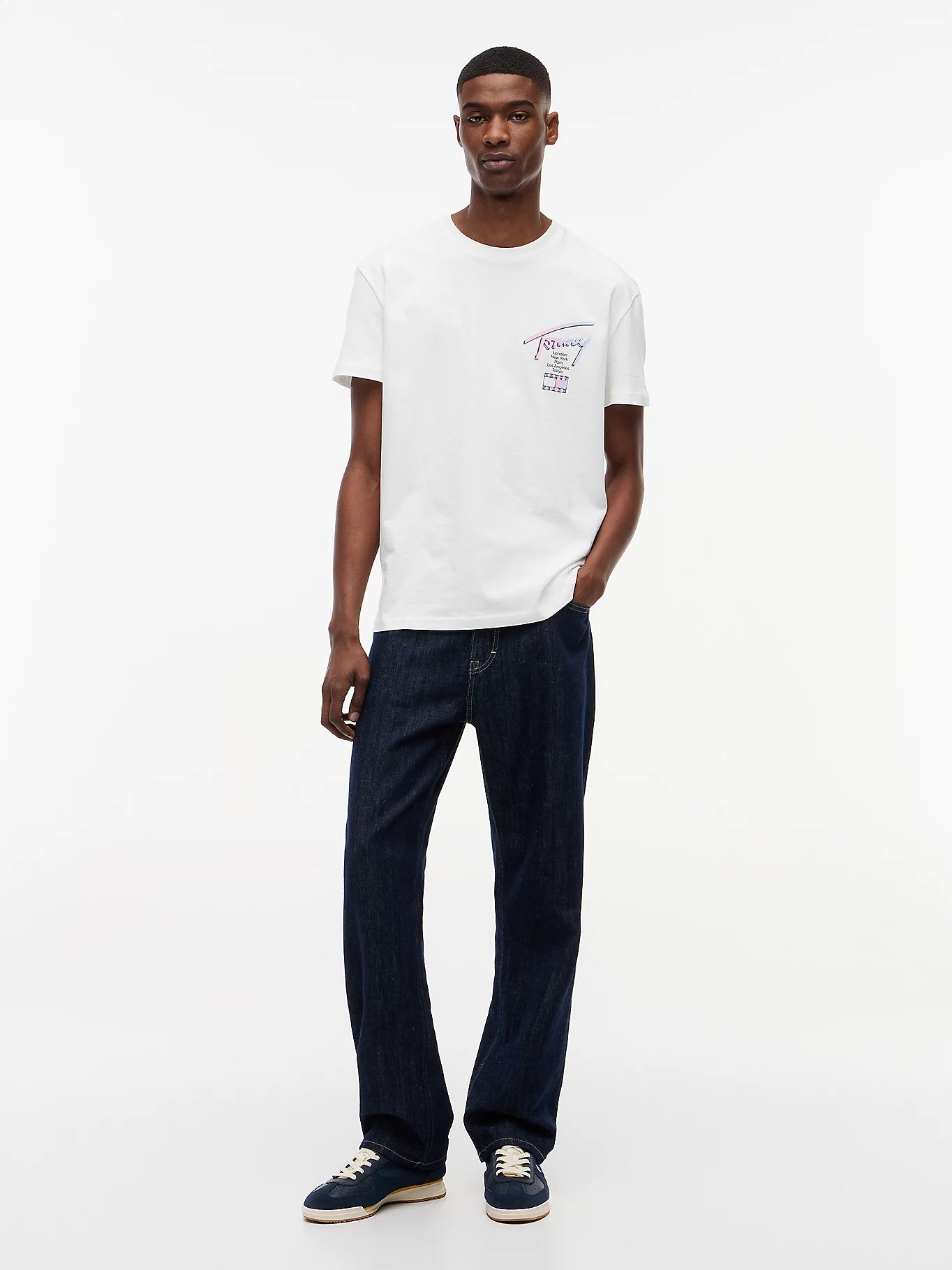 TOMMY JEANS CAMISETA LOGO 90´S MULTICOLOR REGULAR FIT BLANCO ROTO