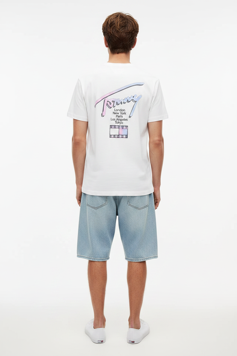 TOMMY JEANS CAMISETA LOGO 90´S MULTICOLOR REGULAR FIT BLANCO ROTO