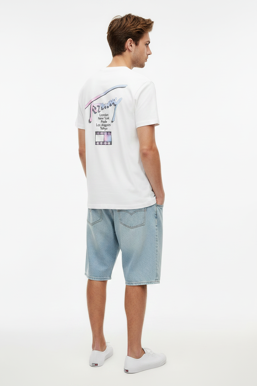 TOMMY JEANS CAMISETA LOGO 90´S MULTICOLOR REGULAR FIT BLANCO ROTO