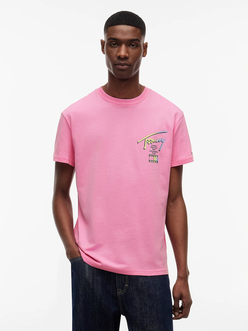 TOMMY JEANS CAMISETA LOGO 90´S MULTICOLOR REGULAR FIT ROSA