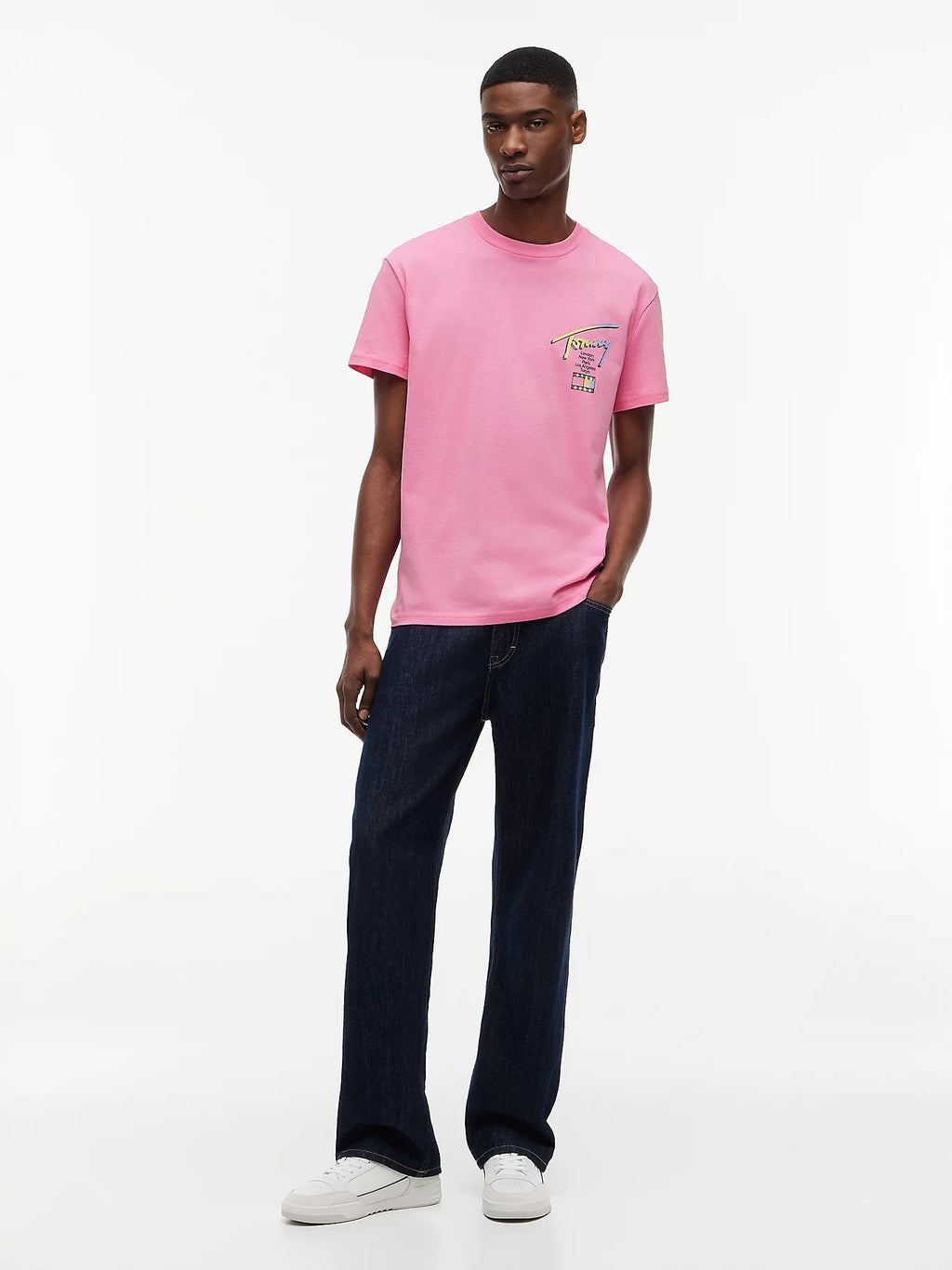 TOMMY JEANS CAMISETA LOGO 90´S MULTICOLOR REGULAR FIT ROSA