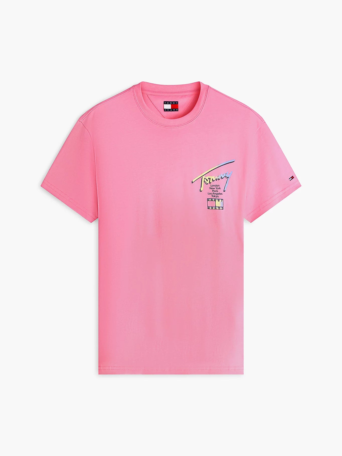 TOMMY JEANS CAMISETA LOGO 90´S MULTICOLOR REGULAR FIT ROSA