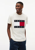 TOMMY JEANS CAMISETA LOGO BANDERA GRANDE REGULAR FIT BLANCO ROTO