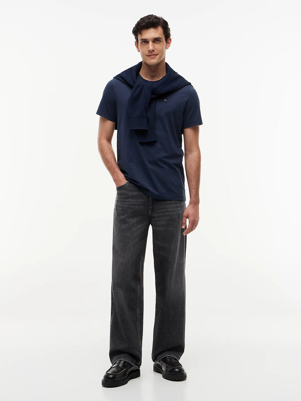 TOMMY JEANS CAMISETA LOGO PEQUEÑO BORDADO SLIM AZUL OSCURO