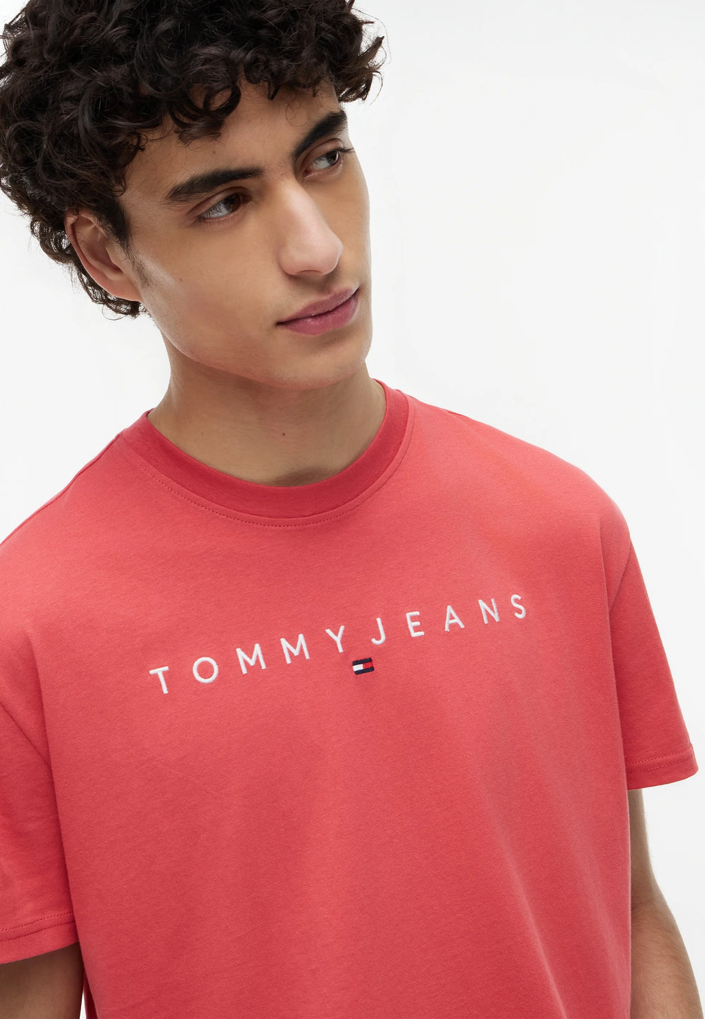 TOMMY JEANS  CAMISETA REGULAR FIT LOGO LINEAL ROJA